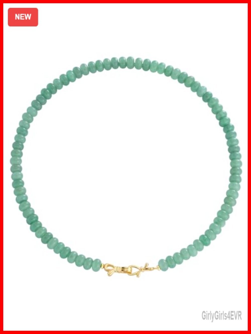Handmade Gemstone Beaded Necklace, 14K Gold Plated Bow Clasp, 18 inch
